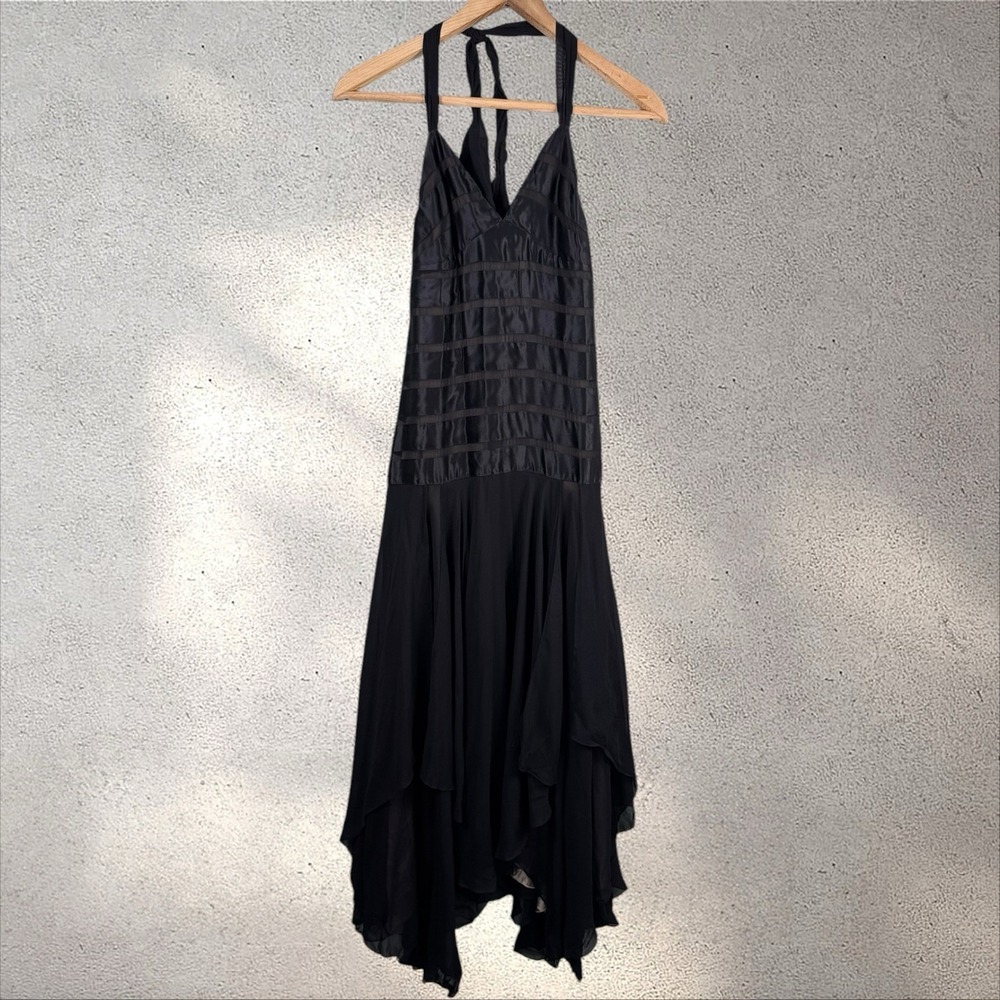 BCBGMaxAzria Black Halter Asymmetrical Maxi Dress - Picture 2 of 7